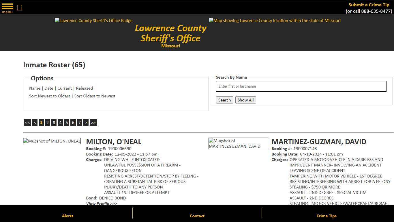 Inmate Roster - Current Inmates Booking Date Ascending - Lawrence County Sheriff MO