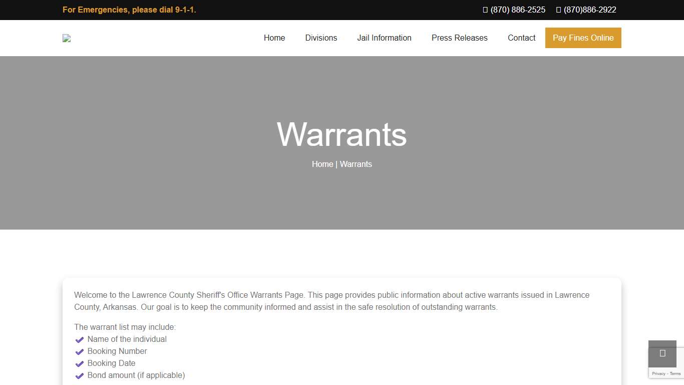 Warrants › Lawrence County Sheriff’s Office